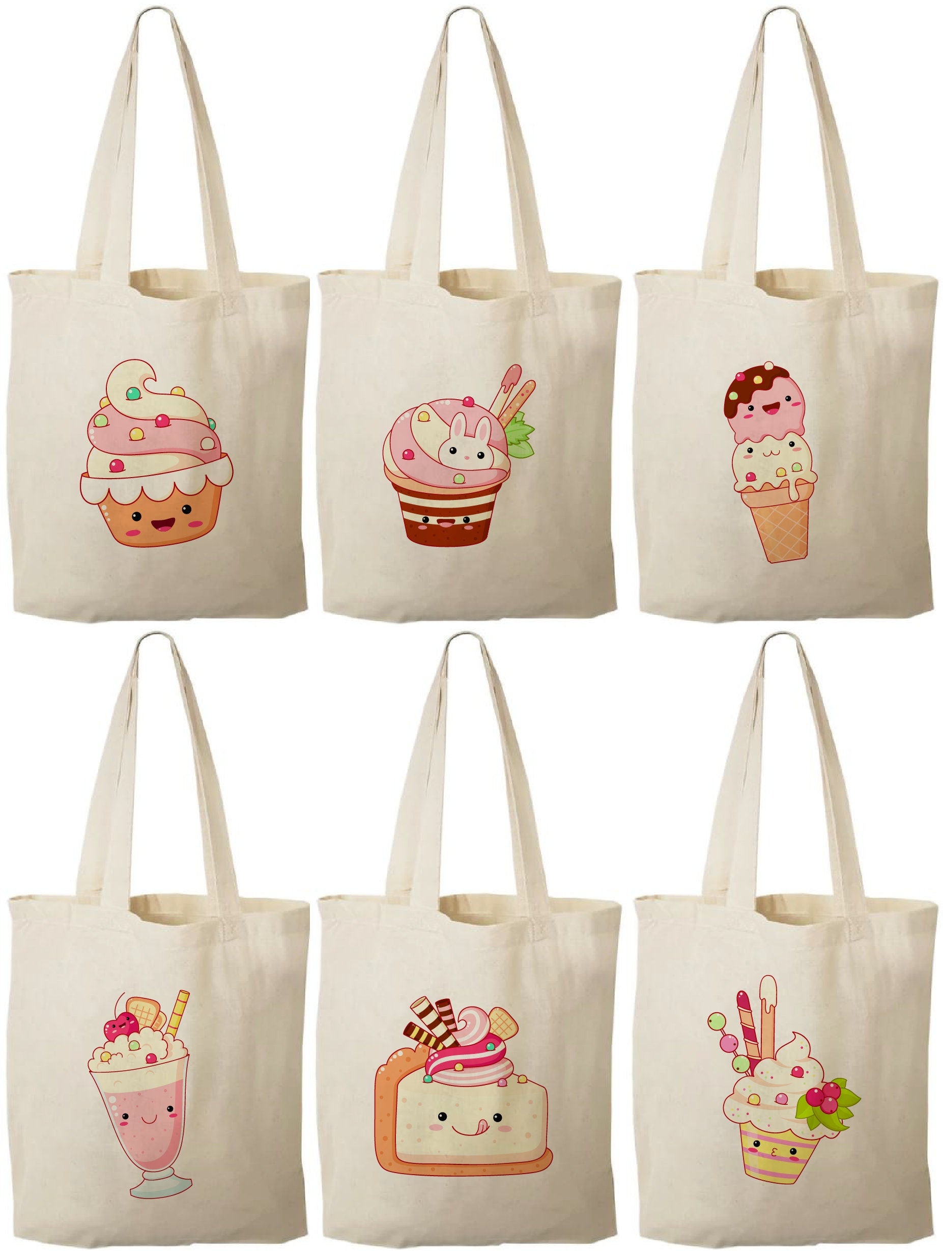 Kawaii Ice Cream Party Favor Bags - Set of Six Bags