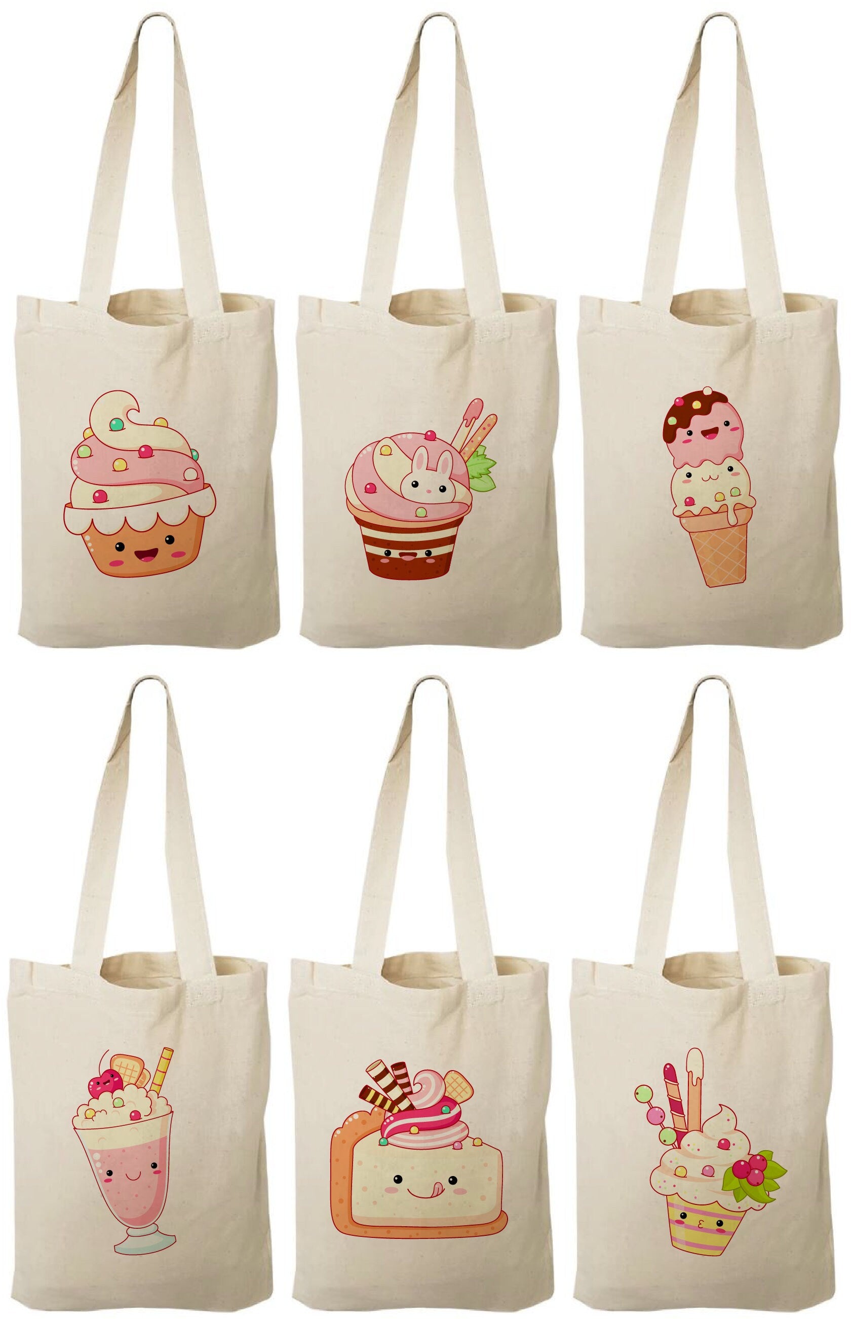 Kawaii Ice Cream Party Favor Bags - Set of Six Bags