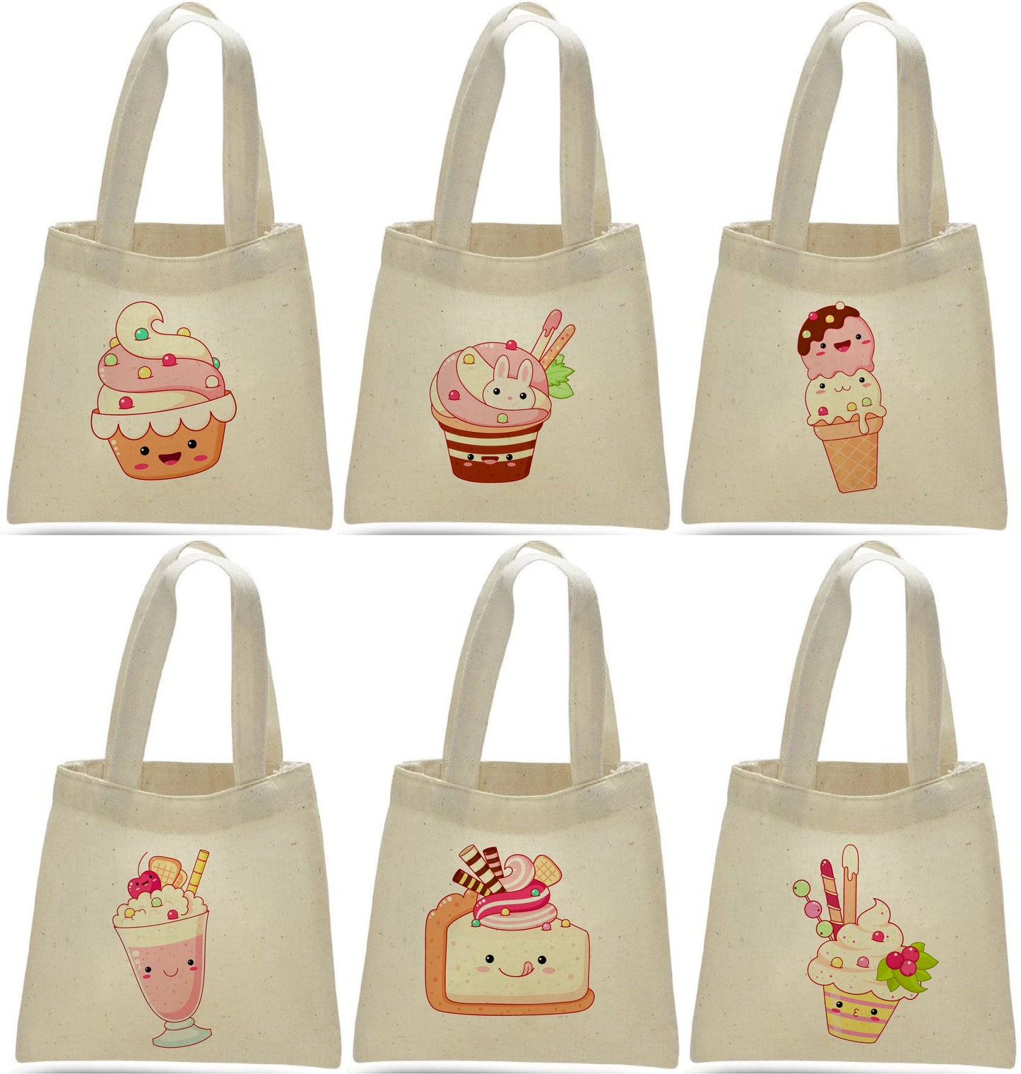 Kawaii Ice Cream Party Favor Bags - Set of Six Bags