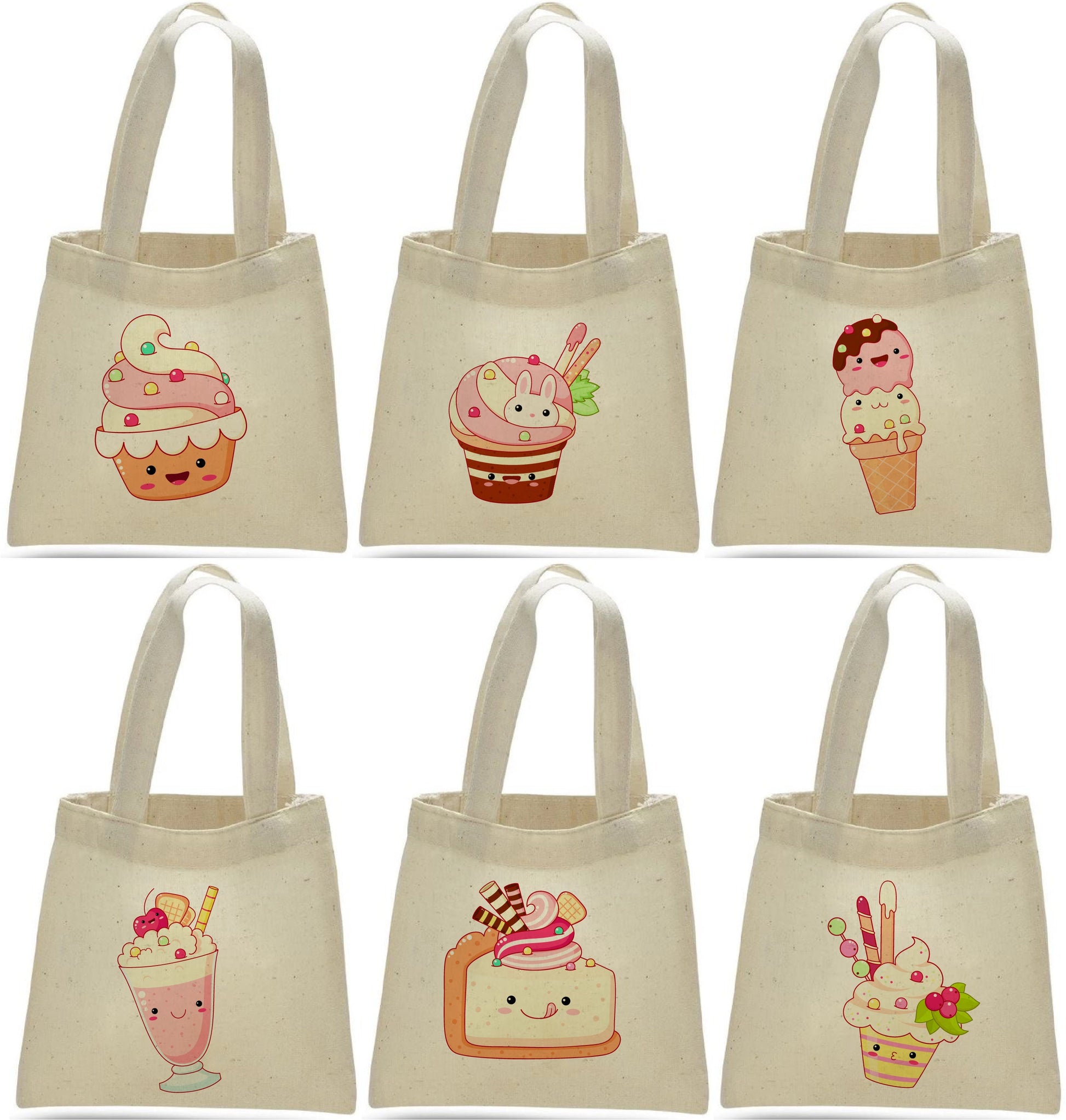 Kawaii Ice Cream Party Favor Bags - Set of Six Bags