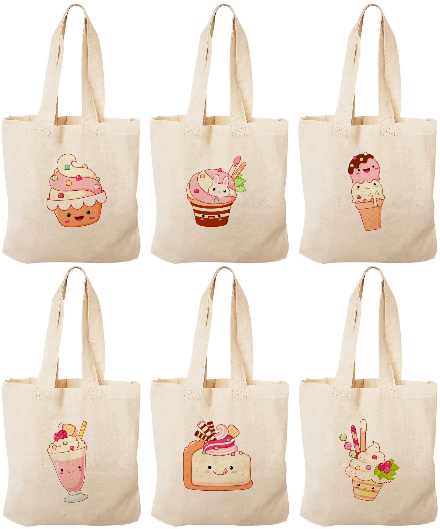 Kawaii Ice Cream Party Favor Bags - Set of Six Bags