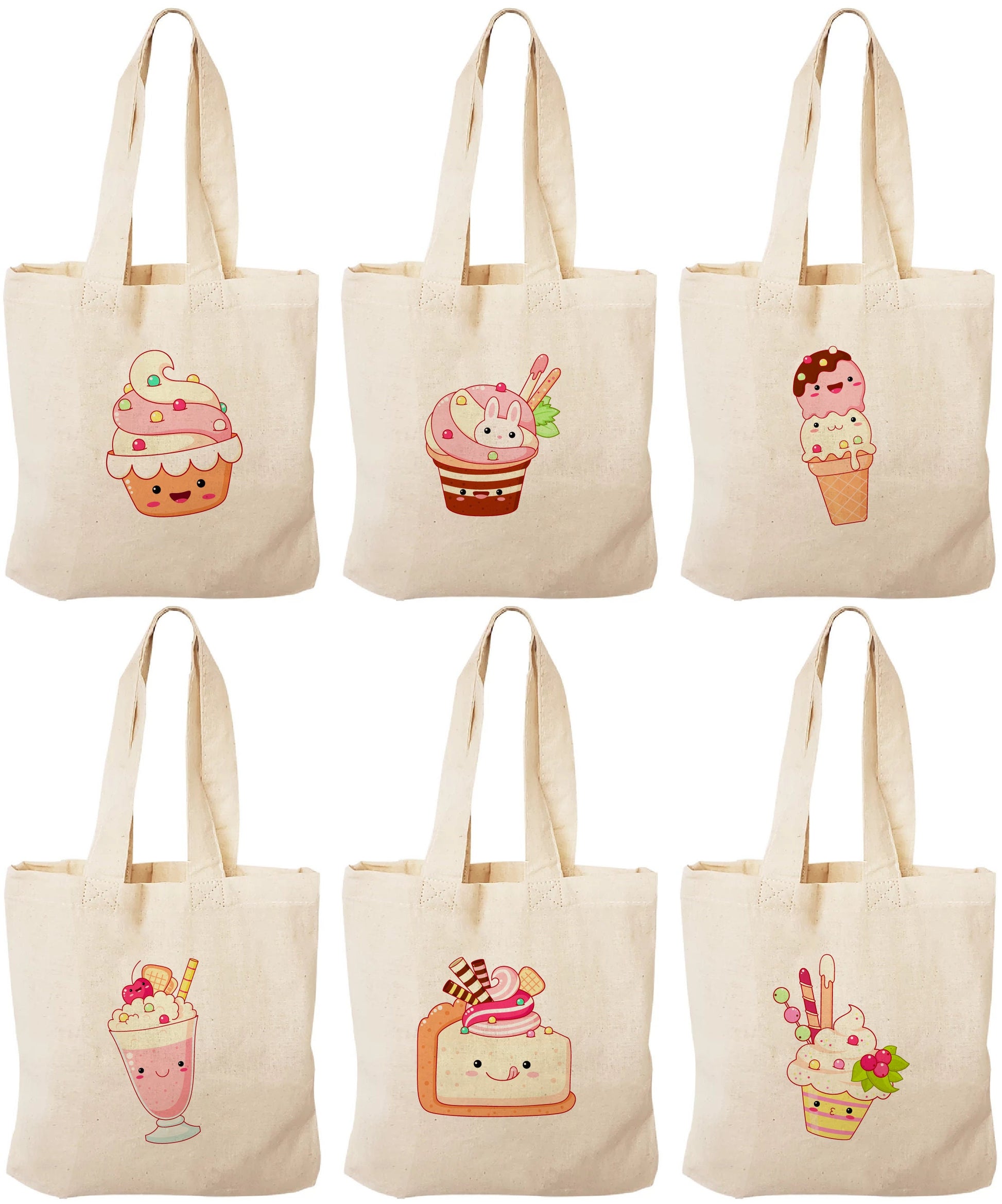 Kawaii Ice Cream Party Favor Bags - Set of Six Bags