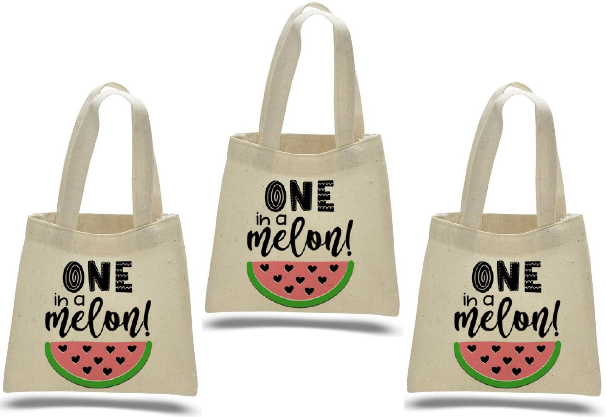 Watermelon First Birthday Party Favor Bags – Set of 3 Cotton Totes