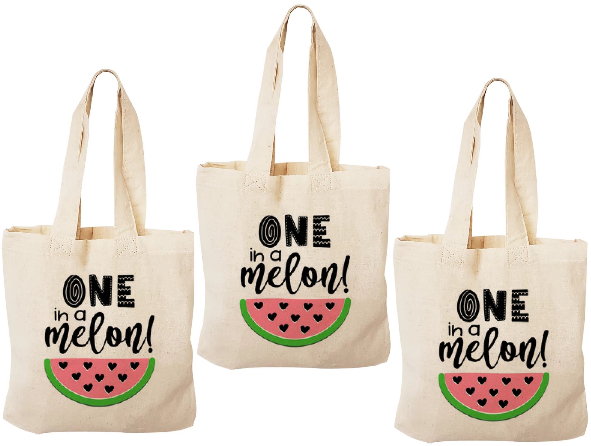 Watermelon First Birthday Party Favor Bags – Set of 3 Cotton Totes