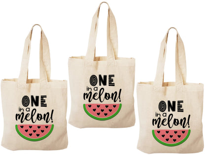 Watermelon First Birthday Party Favor Bags – Set of 3 Cotton Totes