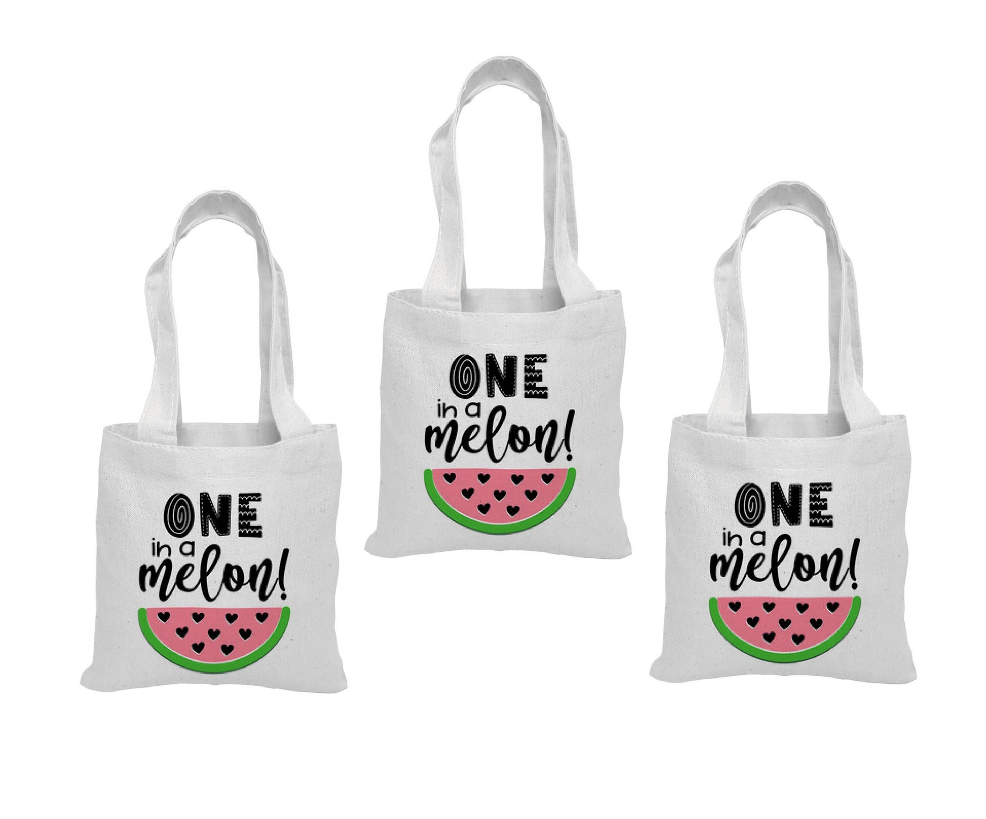 Watermelon First Birthday Party Favor Bags – Set of 3 Cotton Totes