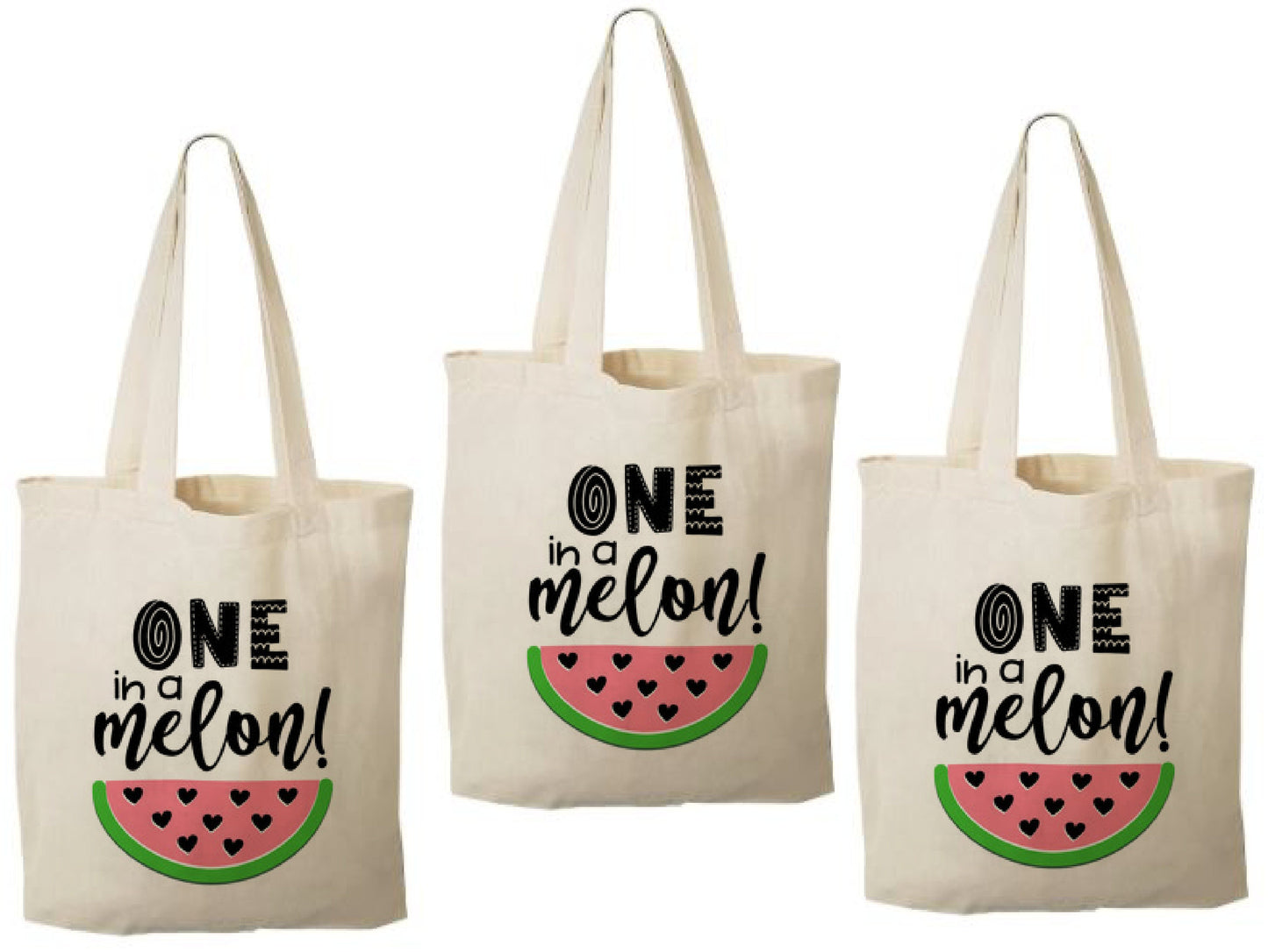 Watermelon First Birthday Party Favor Bags – Set of 3 Cotton Totes