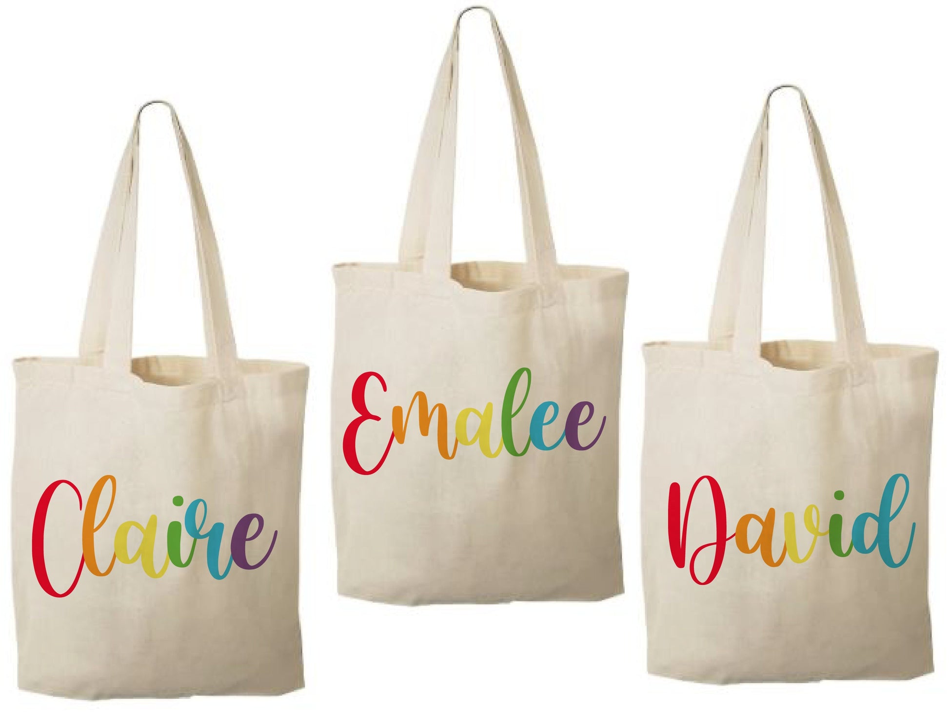 Custom Rainbow Name Party Favor Bags - Set of Three