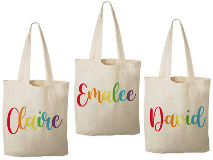 Custom Rainbow Name Party Favor Bags - Set of Three
