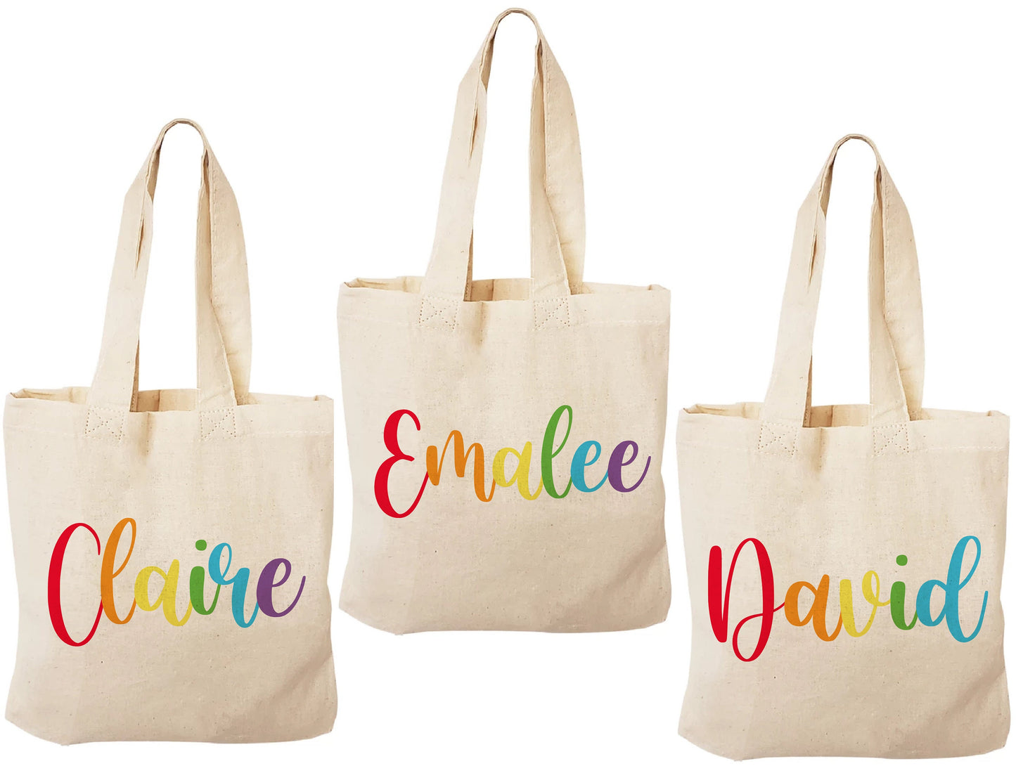 Custom Rainbow Name Party Favor Bags - Set of Three