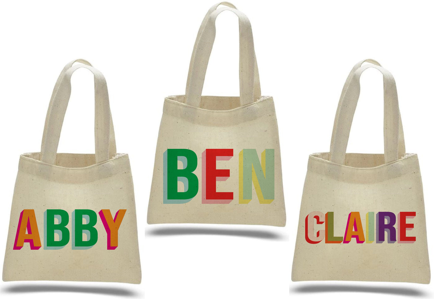Personalized Rainbow Party Favor Bags - Set of Three Bags