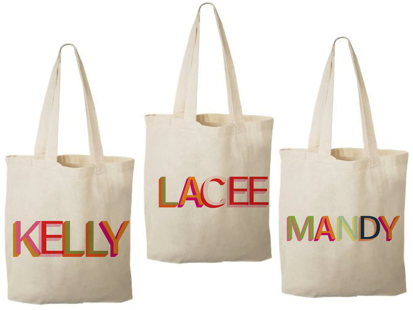 Personalized Rainbow Party Favor Bags - Set of Three Bags