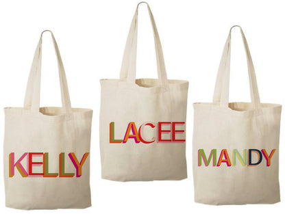 Personalized Rainbow Party Favor Bags - Set of Three Bags