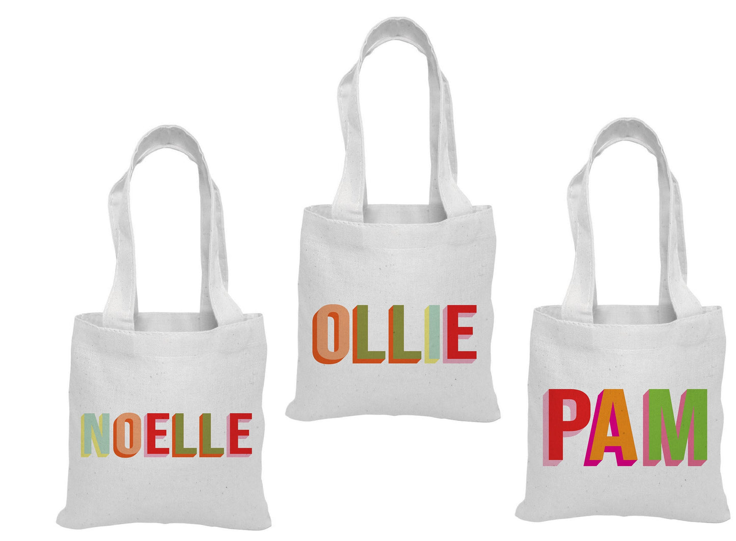 Personalized Rainbow Party Favor Bags - Set of Three Bags