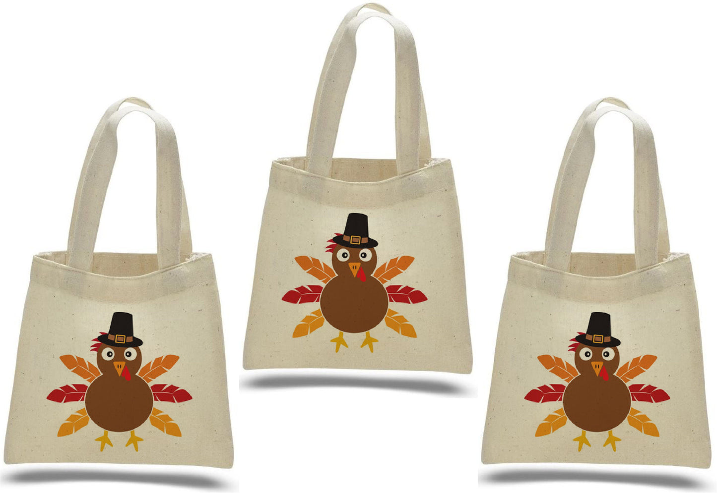 Turkey Thanksgiving Party Favor Bags - Cotton Tote Bags