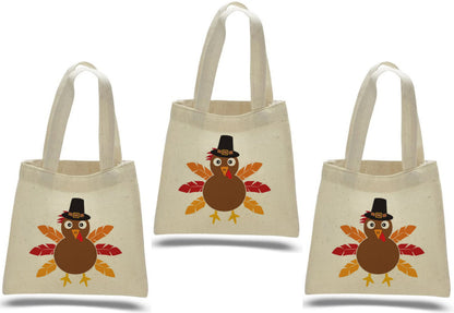 Turkey Thanksgiving Party Favor Bags - Cotton Tote Bags