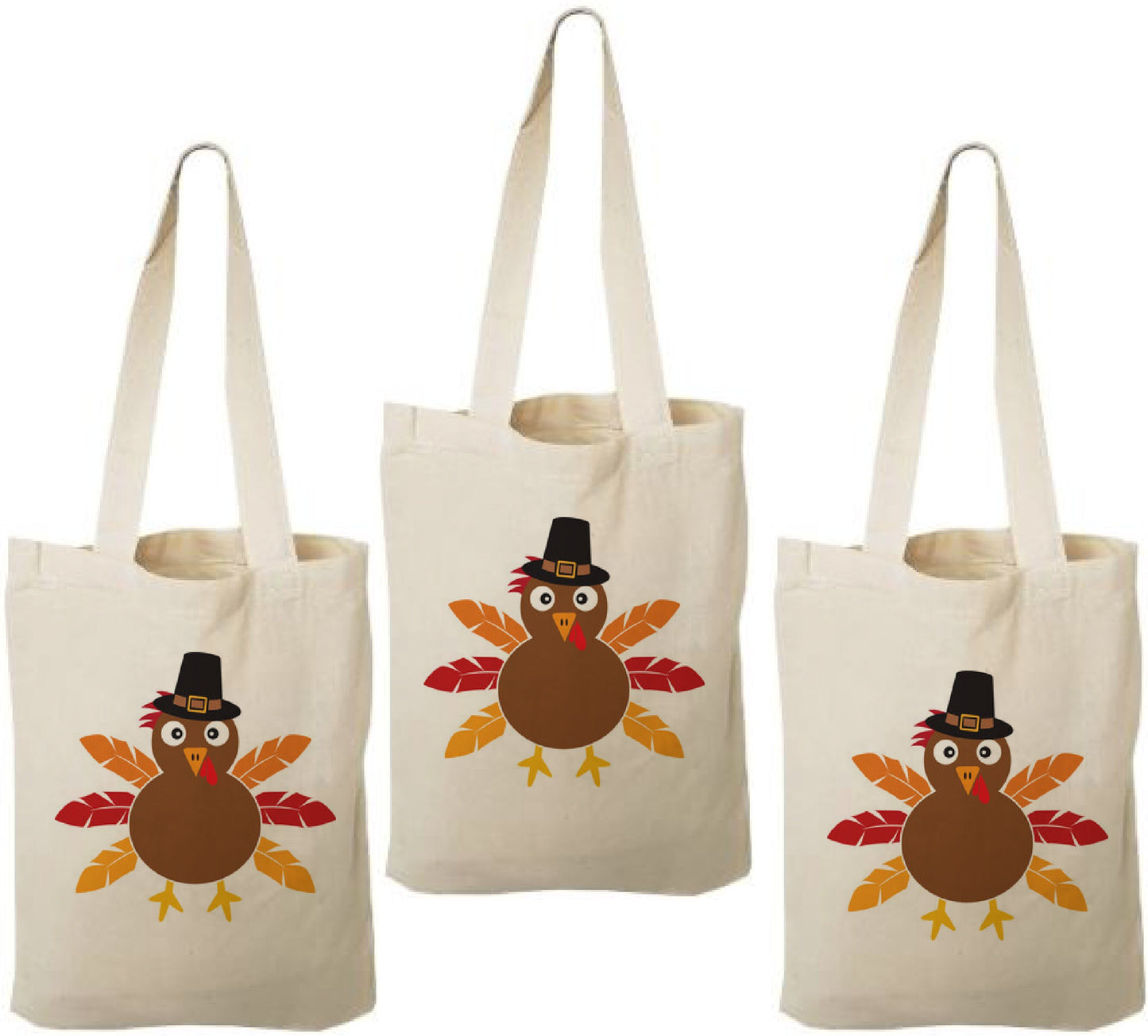 Turkey Thanksgiving Party Favor Bags - Cotton Tote Bags