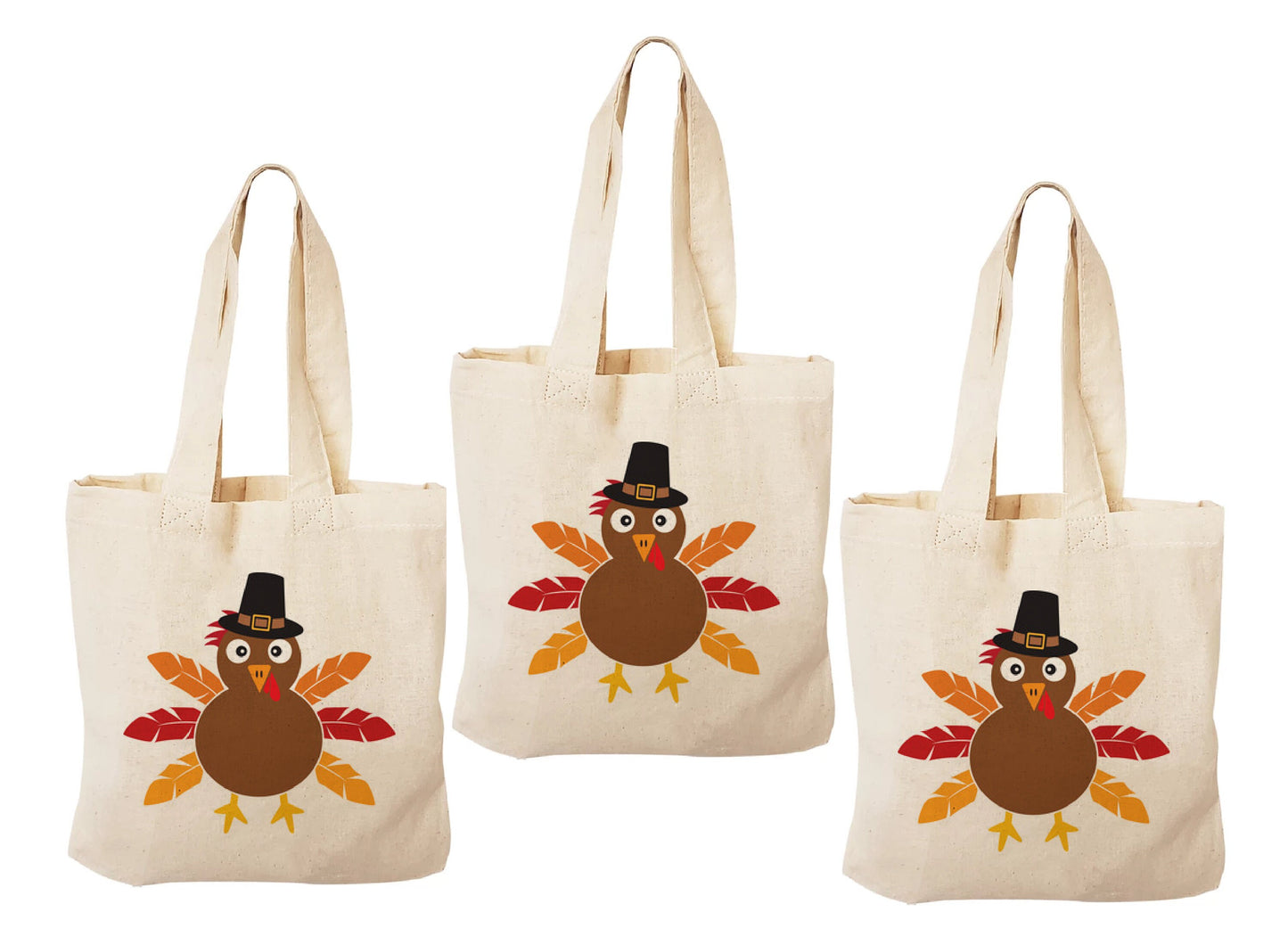 Turkey Thanksgiving Party Favor Bags - Cotton Tote Bags