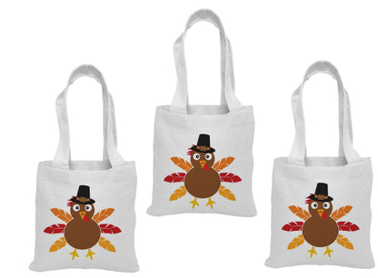 Turkey Thanksgiving Party Favor Bags - Cotton Tote Bags