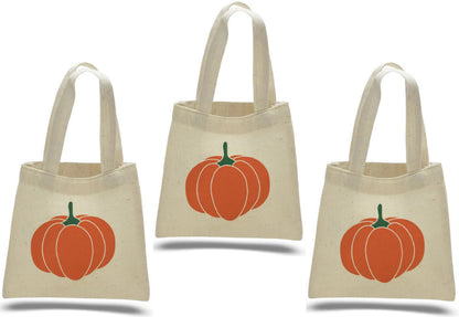 Pumpkin Treat Bags: Halloween Cotton Party Favor Bags - Set of 3