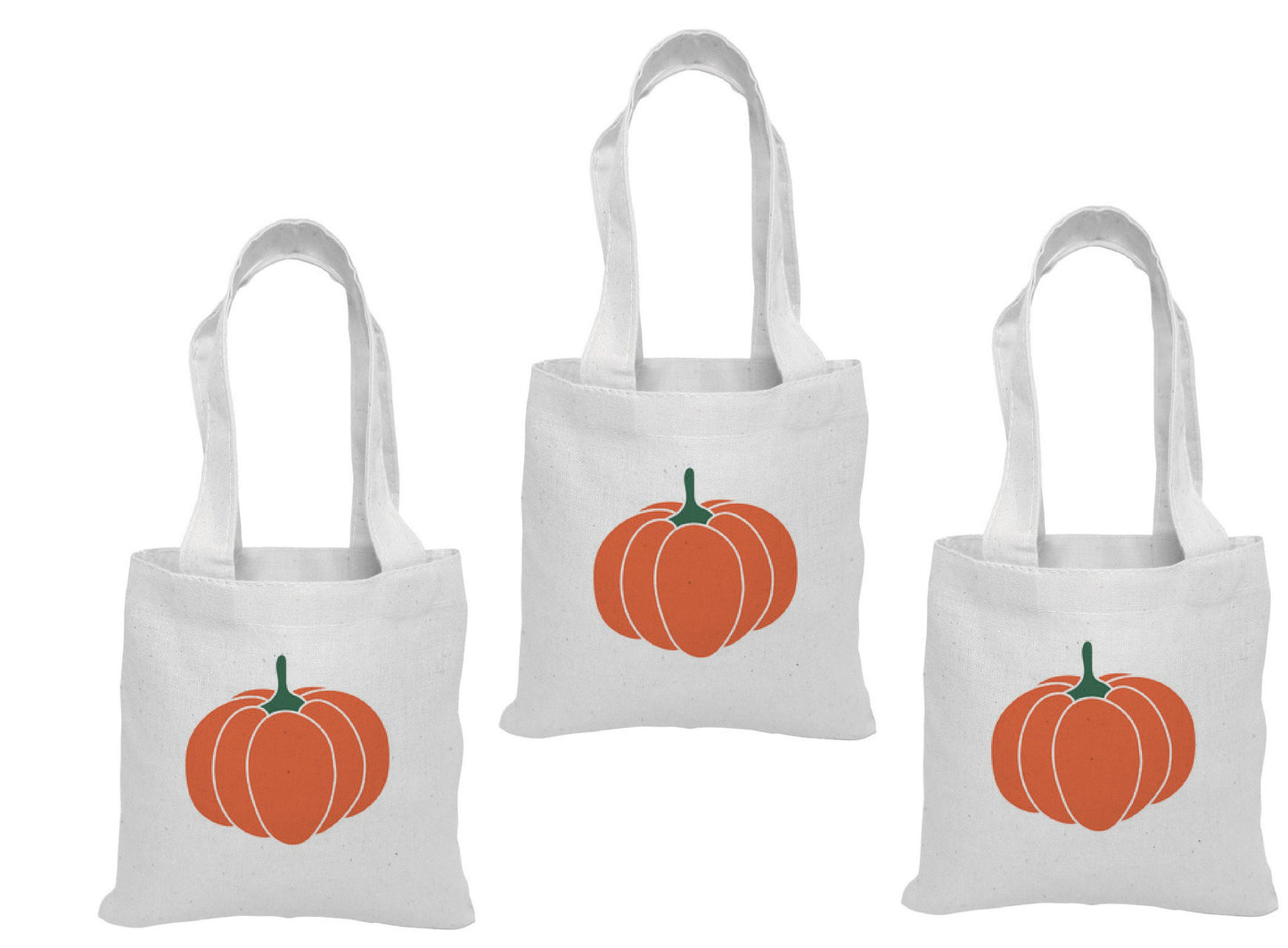 Pumpkin Treat Bags: Halloween Cotton Party Favor Bags - Set of 3