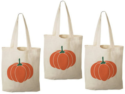 Pumpkin Treat Bags: Halloween Cotton Party Favor Bags - Set of 3
