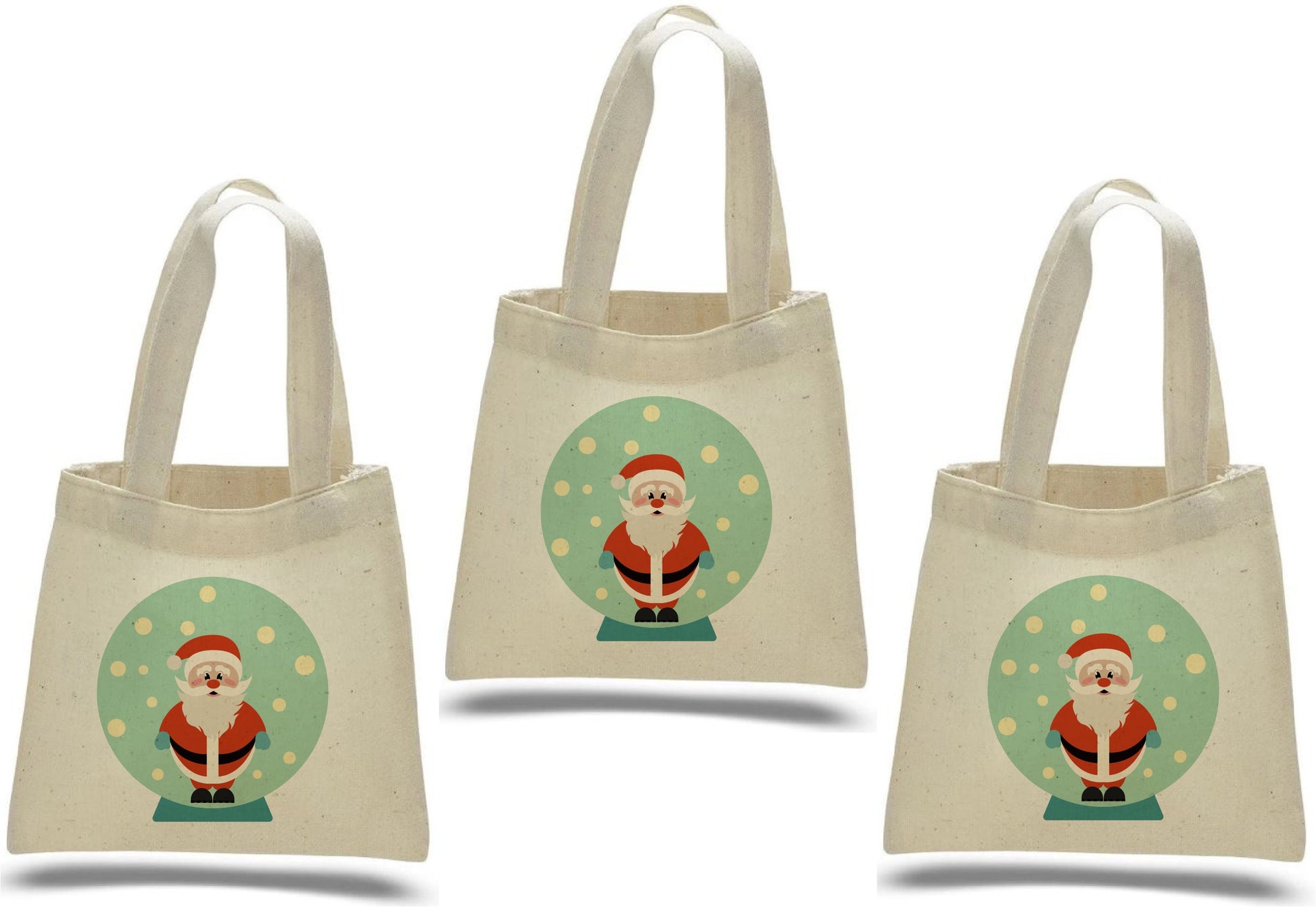 Santa Clause Treat Bags: Christmas Cotton Party Favor, Set of 3