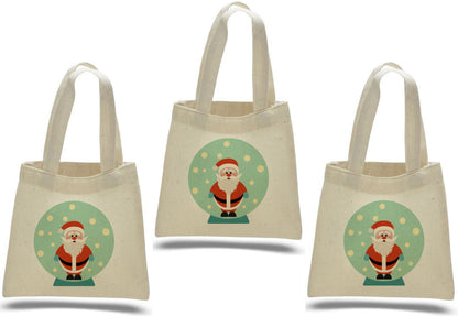 Santa Clause Treat Bags: Christmas Cotton Party Favor, Set of 3