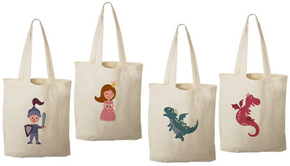 Fairy Tale Party Favor Bags - Princess, Knight & Dragon - Set of 4