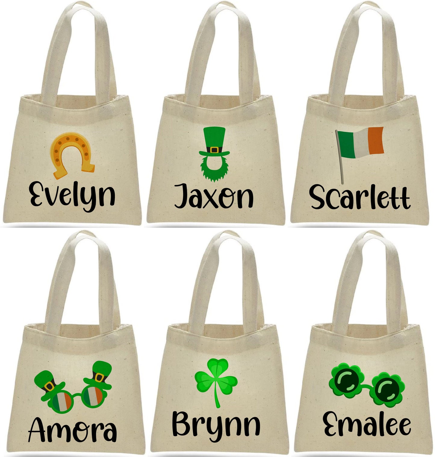 Personalized St. Patrick's Day Party Favor Bags - Set of Six Bags