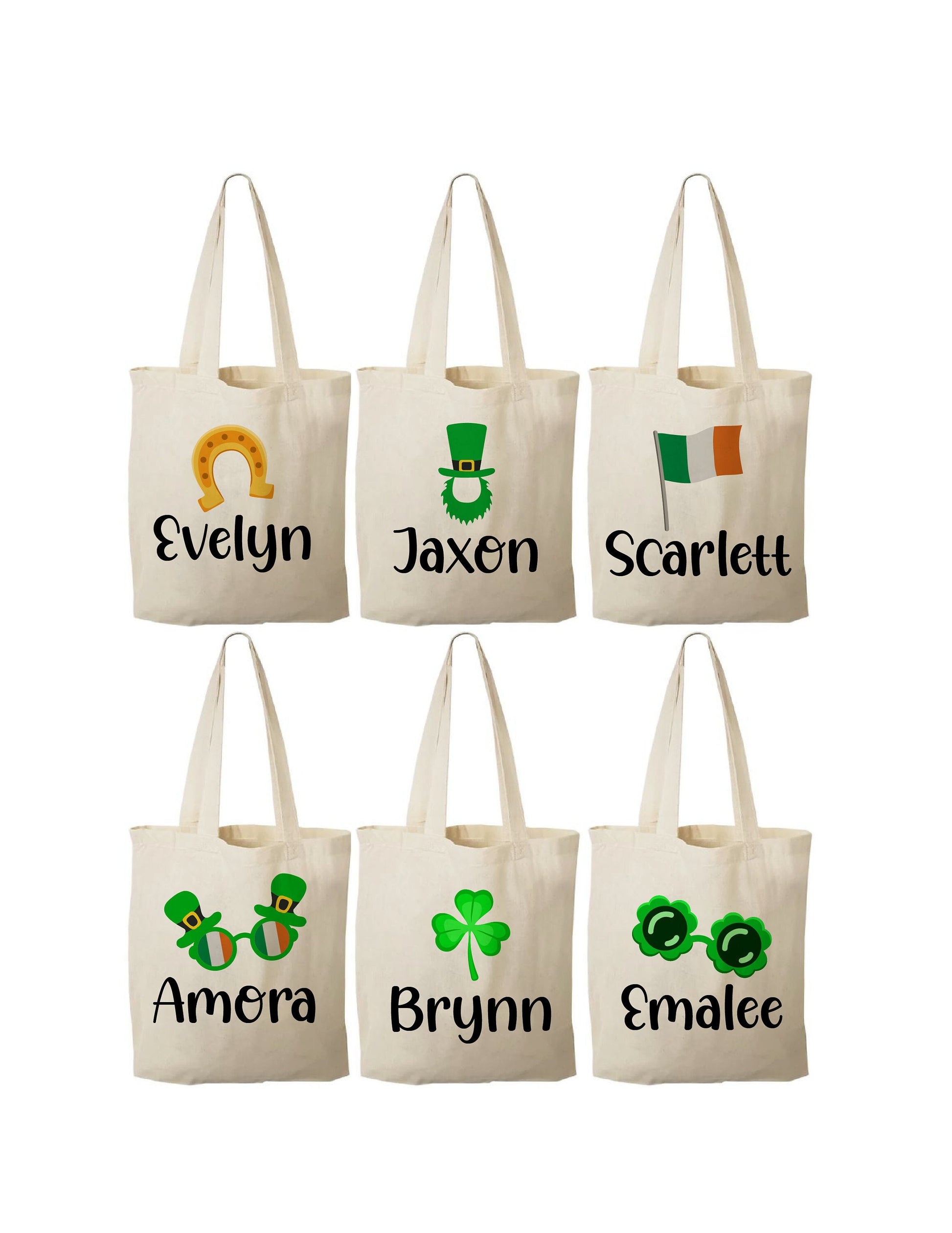 Personalized St. Patrick's Day Party Favor Bags - Set of Six Bags
