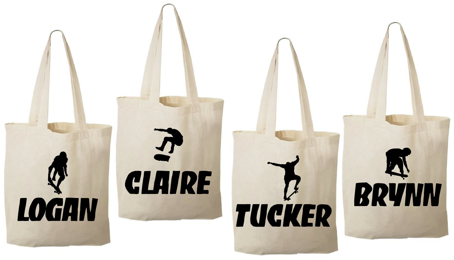 Personalized Skateboard Party Favor Bags - Set of Four Bags