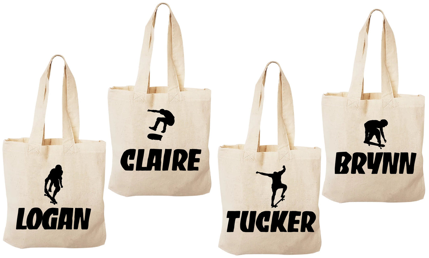 Personalized Skateboard Party Favor Bags - Set of Four Bags