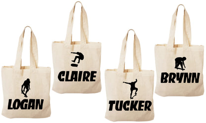 Personalized Skateboard Party Favor Bags - Set of Four Bags