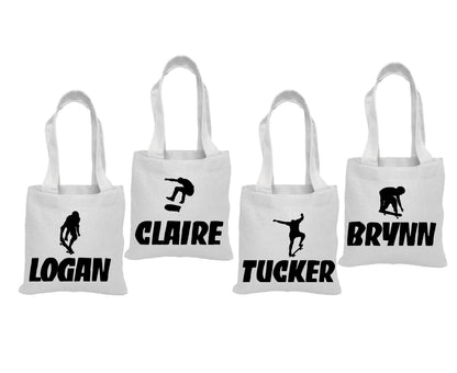 Personalized Skateboard Party Favor Bags - Set of Four Bags