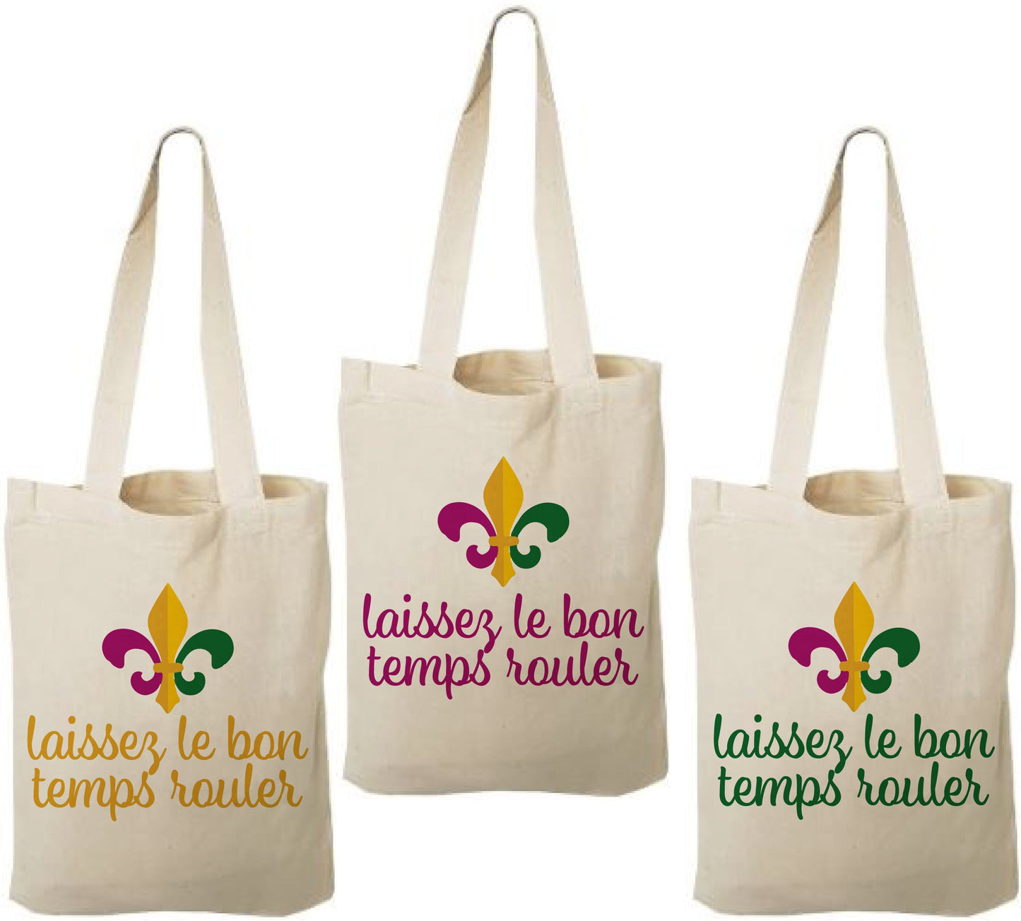 3 Fleur De Lis Mardi Gras Cotton Treat Bags