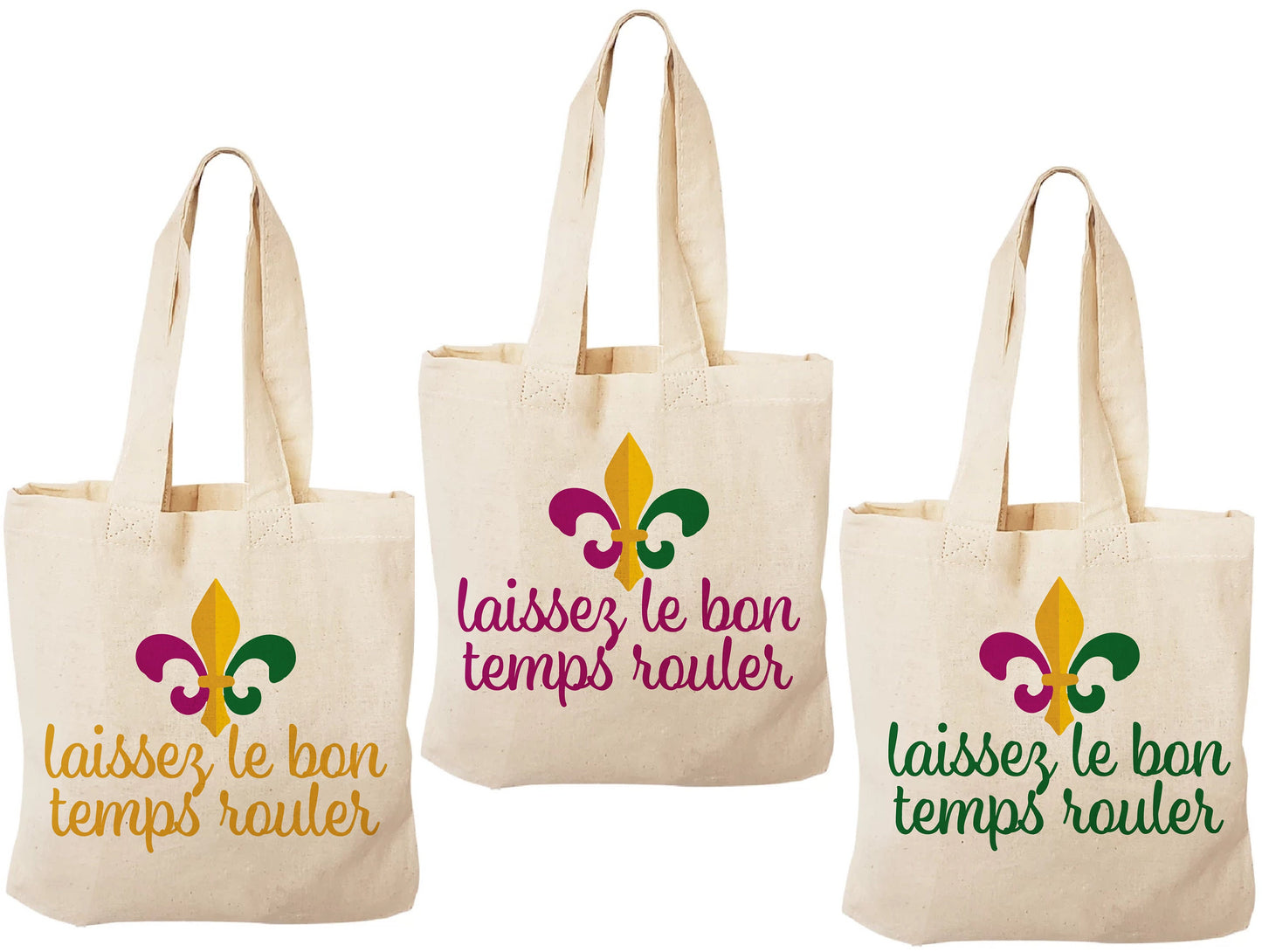 3 Fleur De Lis Mardi Gras Cotton Treat Bags