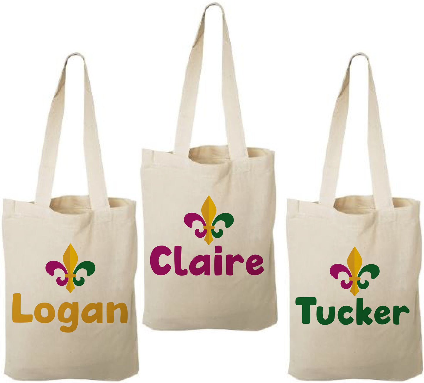 3 Mardi Gras Cotton Treat Bags, Fleur De Lis Party Favors