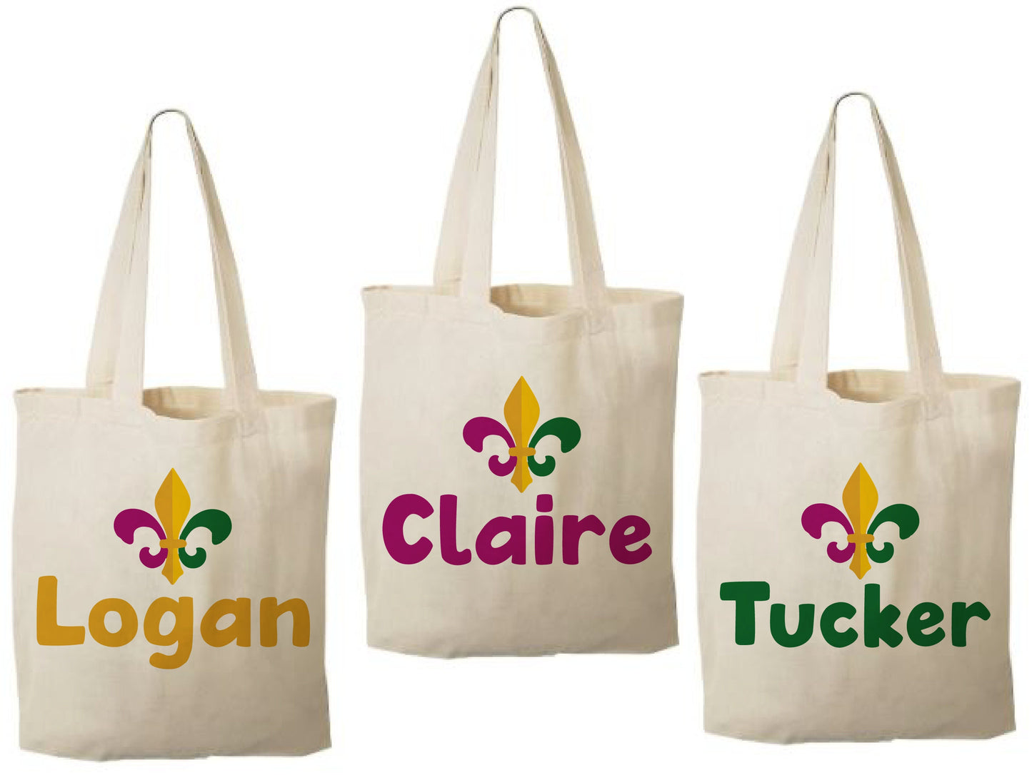 3 Mardi Gras Cotton Treat Bags, Fleur De Lis Party Favors