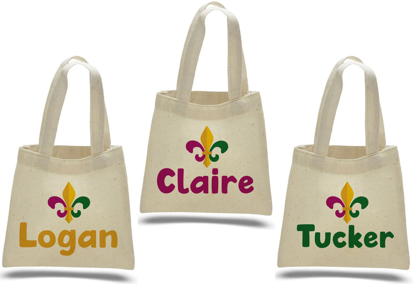 3 Mardi Gras Cotton Treat Bags, Fleur De Lis Party Favors