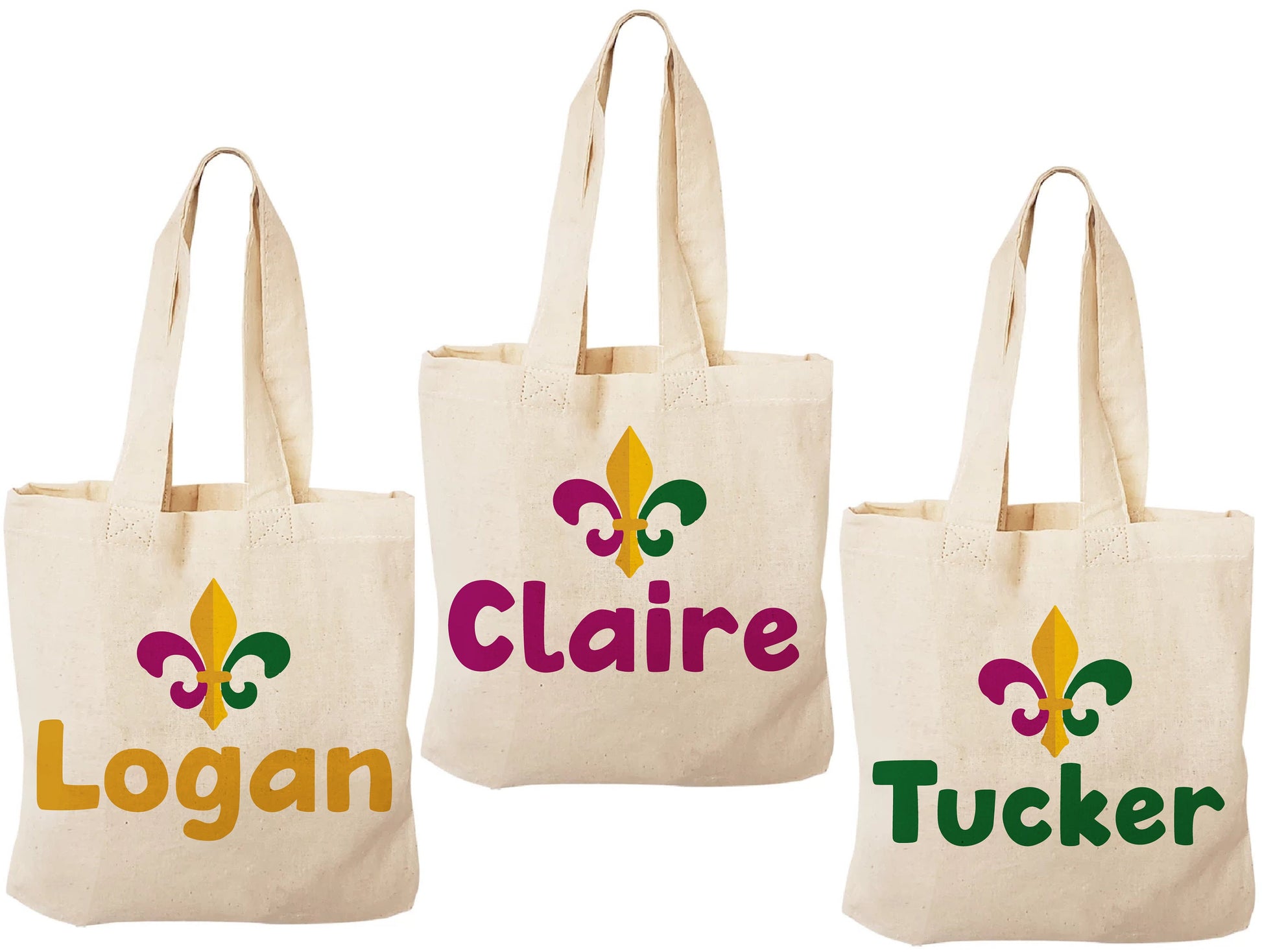 3 Mardi Gras Cotton Treat Bags, Fleur De Lis Party Favors