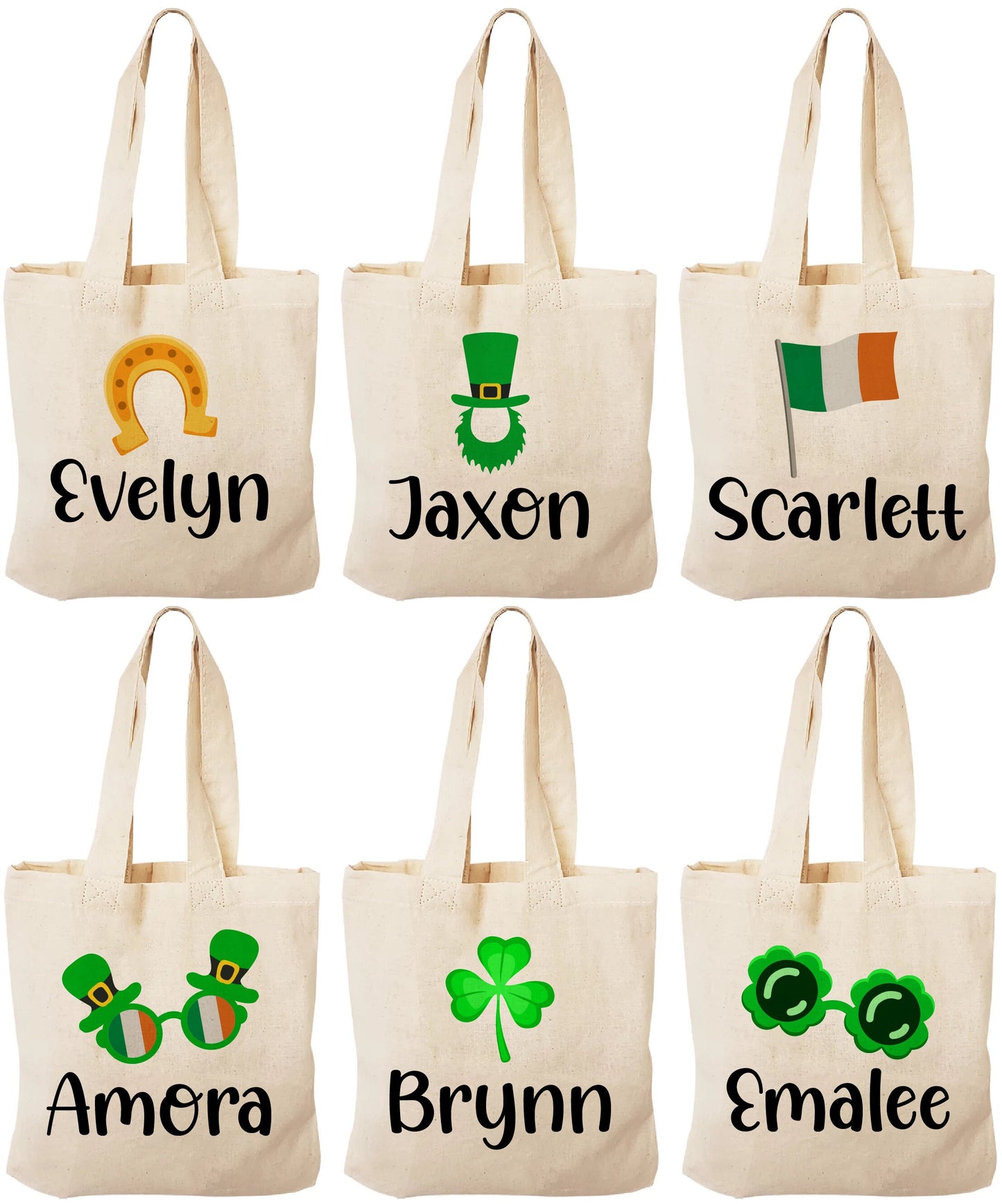 Personalized St. Patrick's Day Party Favor Bags - Set of Six Bags