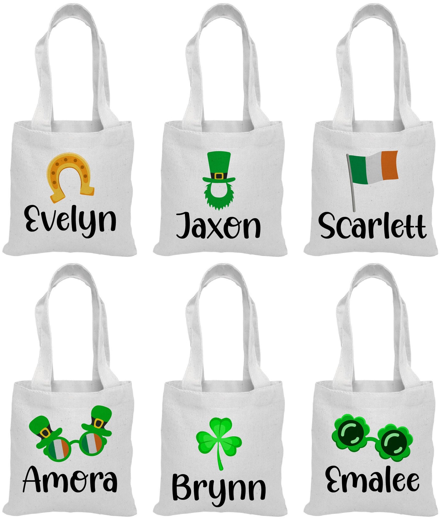 Personalized St. Patrick's Day Party Favor Bags - Set of Six Bags