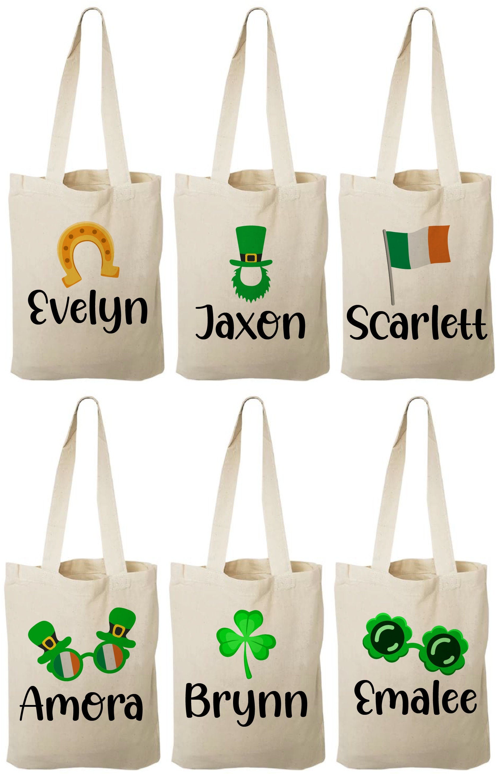 Personalized St. Patrick's Day Party Favor Bags - Set of Six Bags