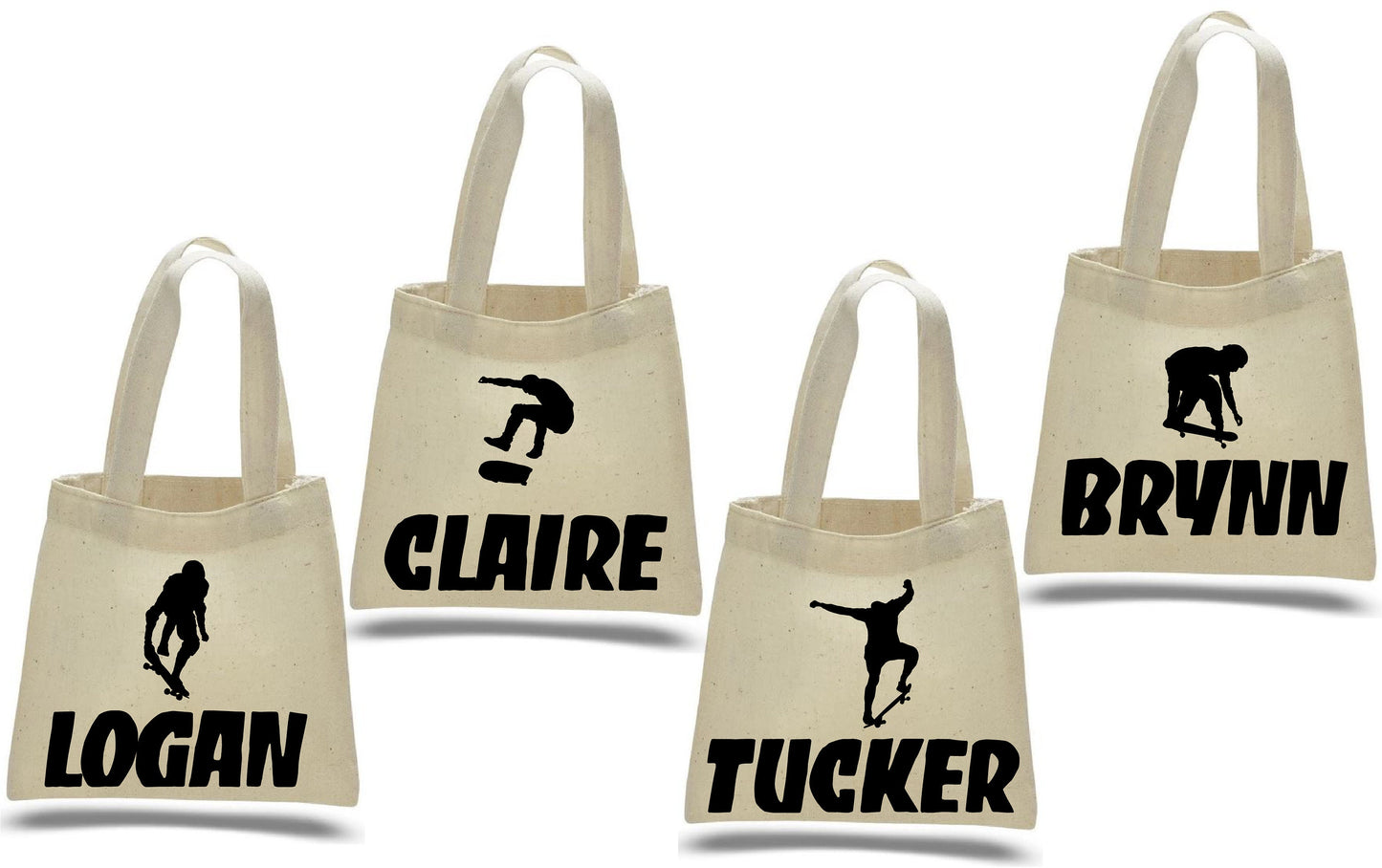Personalized Skateboard Party Favor Bags - Set of Four Bags