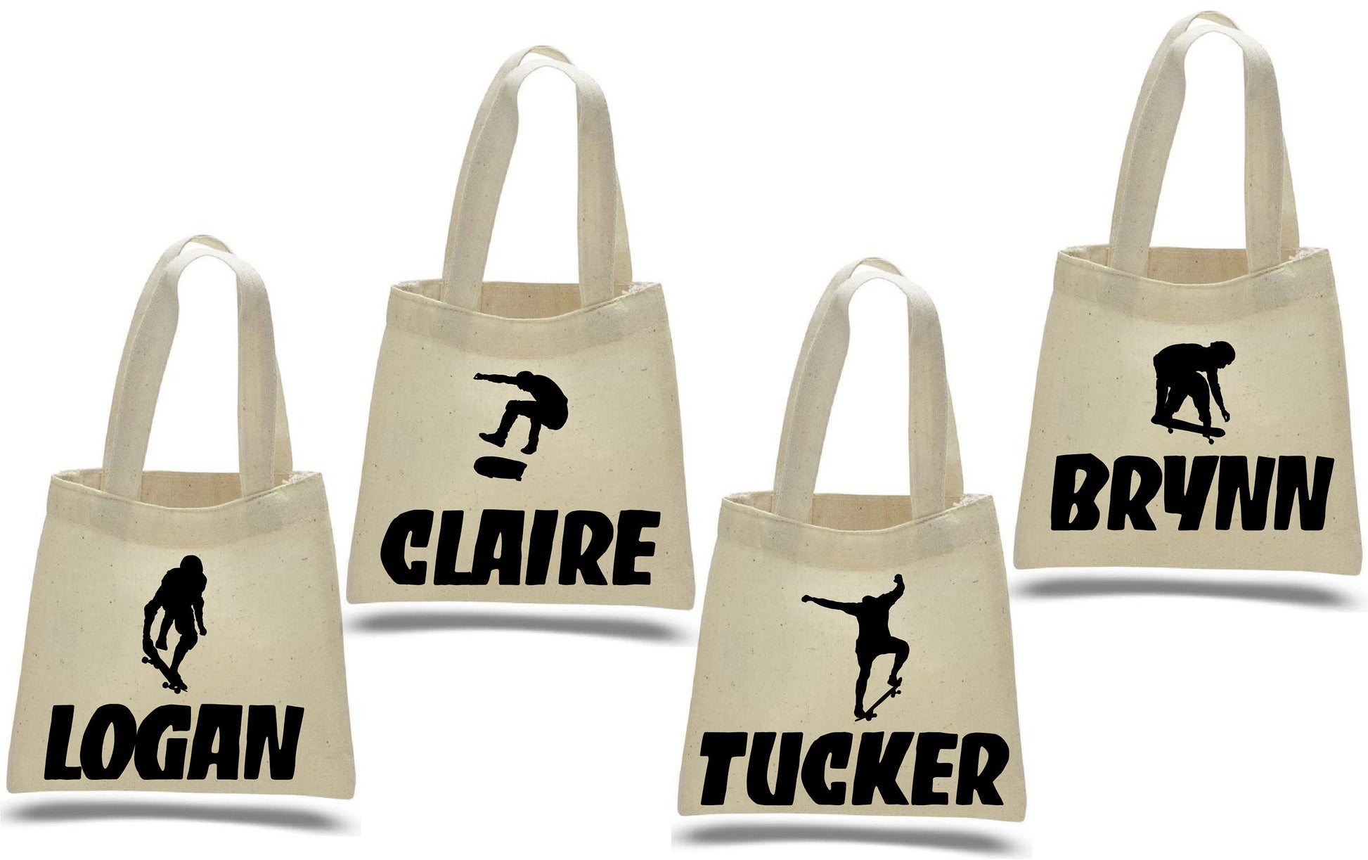 Personalized Skateboard Party Favor Bags - Set of Four Bags