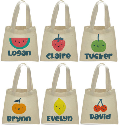 Custom Fruit Party Favor Bags - Featuring Guest's Names - Set of Six Bags - Perfect for Fruit Themed Parties and Events!