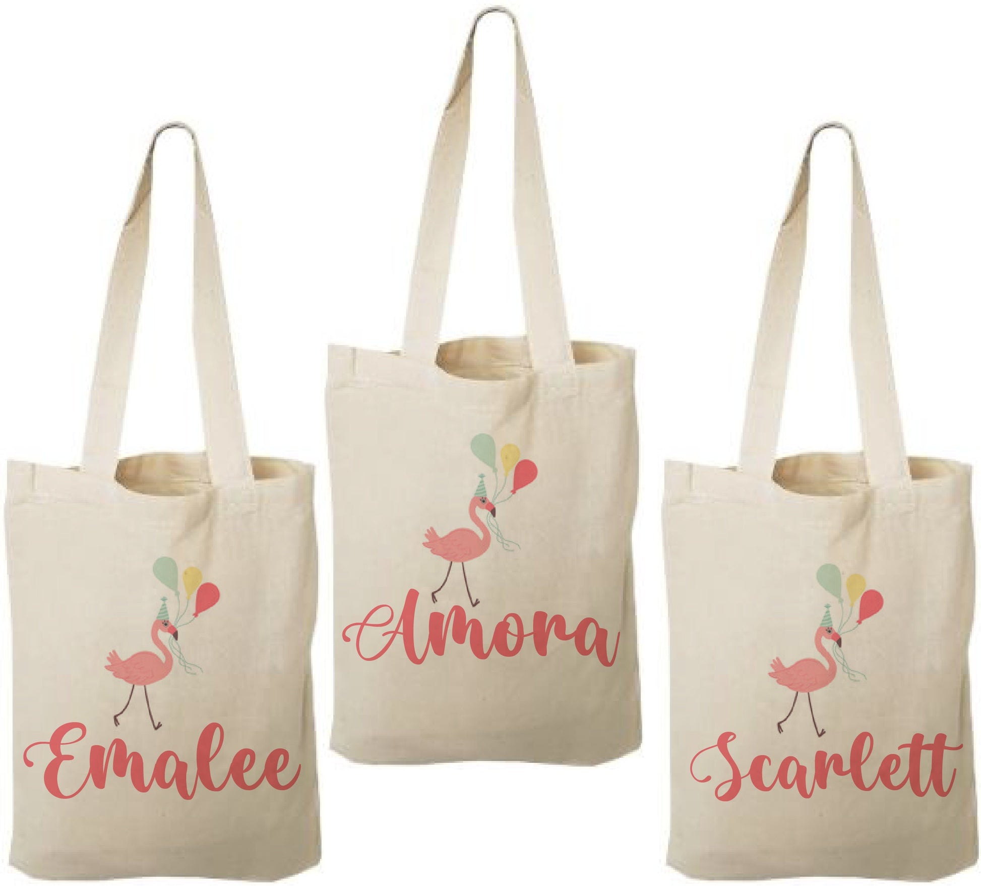 Flamingo Party Favor Bags - Set of Three Bags - Personalized