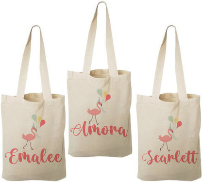 Flamingo Party Favor Bags - Set of Three Bags - Personalized