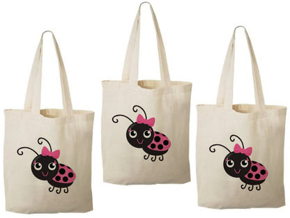 Ladybug Party Favor Bags - Set of 3 Reusable Cotton Treat Bags